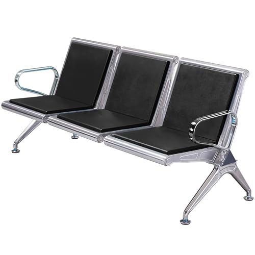 GFAZXDS Waiting Room Chairs Reception Bench, Office Guest Chairs Reception Chairs, Lobby Bench Seating with Armrests and Backrests, for Airport, Hospital, Bank,Black-One Size