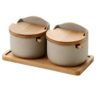GFHSKRPL Kitchen Seasoning Pot 2 Piece Set Household Clamshell Ceramic Box, with Lid and Base Plate