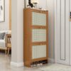 GFJYKDL Shoe Storage Cabinets Narrow Shoe Racks Cupboard Farmhouse Shoe Organizer Freestanding Hidden Slim Narrow Shoe Rack,Entryway Shoe Storage Organizer, Wooden Sho,Three Doors-brown-L-70cm/27.5in
