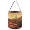 GFLFMXZW Cactus at Sunset Poster Halloween Themed Treat Bag with Handles