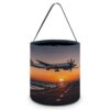 GFLFMXZW Romantic Sunset Plane Halloween Themed Treat Bag with Handles