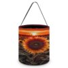 GFLFMXZW Sunset Sunflower Halloween Themed Treat Bag with Handles