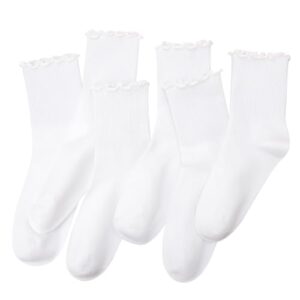 GGSTDDUP Ruffle Socks Women, Cute Checkered Frilly White Ankle Crew Socks