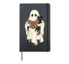 Ghost And Black Cat Reading Halloween Hardcover Journal, Black