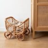 GHuBafy Rolling Storage Basket Cart, Woven Rattan Basket with Wheels