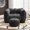 Giant Bean Bag Chair for Adults with Armrests &Ottoman, Oversized Bean Bag Lounge Chair with Footstool for Living Room, Bedroom, Comfy Beanbag Floor Sofa Chair for Gaming, Napping