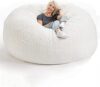 Giant Bean Bag Chair Washable Jumbo Bean Bag Sofa Sack Chair Large Soft Fluffy Fur Portable Living Room Lazy Sofa Bed Cover (No Filler) (Color : Khaki Size : 6FT) (White 5FT)