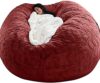 Giant Bean Bag Chair Washable Jumbo Bean Bag Sofa Sack Chair Large Soft Fluffy Fur Portable Living Room Lazy Sofa Bed Cover (No Filler) (Color : Khaki Size : 6FT) (Wine Red 6FT)