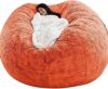 Giant Bean Bag Chair Washable Jumbo Bean Bag Sofa Sack Chair Large Soft Fluffy Fur Portable Living Room Lazy Sofa Bed Cover (No Filler) (Color : Khaki Size : 6FT) (Orange 6FT)