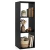 GIANTEX 3-Cube Bookcase, Cubby Bookshelf w/Back Guardrail & Anti-Tipping Kits, 4-Tier Freestanding Storage Organizer with Shelves, Open Back Display Rack for Living Room, Study