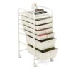 GiantexUK 4/6/12 Drawers Storage Trolley, Multipurpose Utility Rolling Cart on Wheels, Plastic Shelving Organizer Unit for Home Office Hairdressing Salon (Cream White, 6 Drawers)