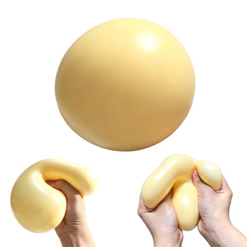 Giant Mochi Squishy Toy 10cm,Jumbo Squeeze Dough Ball,Super Soft Slow Rising Stress Relief Squeeze Ball, Large Flowing Creamy Texture Sensory Toy for Party Favor & Birthday Gifts,Big Squishy (Yellow)
