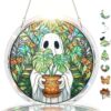 GIFTEVAL Ghost Acrylic Jigsaw Puzzle Suncatcher Monstera Leaf Decor 9.8"