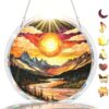 GIFTEVAL Landscape Acrylic Jigsaw Puzzle Suncatcher Dusk Lake Mountain 8.9"