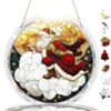 GIFTEVAL Santa Claus Acrylic Suncatcher Jigsaw Puzzle Cloud Christmas 7.4"