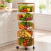 GIFZES 5‑Tier Rotating Rolling Utility Cart for Kitchen Pantry Storage