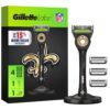 Gillette Labs Official Saints Licensed Razor for Men, 1 Handle, 4 Blade Refills, with Magnetic Stand, Perfect for Game Day Grooming, Gillette Labs with Exfoliating Bar
