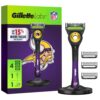Gillette Labs Official Vikings Licensed Razor for Men, 1 Handle, 4 Blade Refills, with Magnetic Stand, Perfect for Game Day Grooming, Gillette Labs with Exfoliating Bar