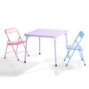 Gillyou 3-Piece Kids Folding Activity Table & Chairs Set Pastel Multicolor