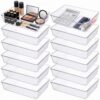 Giloaou 12 Pack Clear Drawer Organizers, 9x6x2 Inch Plastic Bins
