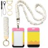 Gilprop 3 Pcs Teacher Scrunchie Lanyards Keychain Wristlet Teacher Back to School Gifts Pencil Lanyard with ID Badge Holder for Women Office