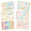 Gilprop 60 Pcs Pastel Checkerboard Welcome Postcards 4 x 6 Inches Hello Postcards Welcome Back to School Cards Welcome to Class Post Cards Blank Postcards for Kids Adults Teacher Students Team
