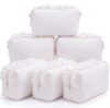 Gilprop 6pcs Ruffle Waffle Makeup Bag Bulk Lace Trimmed Cosmetic Bag Large Travel Toiletry Organizer Portable Preppy Storage Pouch with Zipper for Women Wedding Bridesmaid Birthday Gift (White)