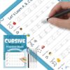 Gilprop Cursive Handwriting Kits Groove Cursive Handwriting Practice Copybook Reusable Letter Tracing Book with Special Ink for Letters Home Learning Supplies, 10.2 x 7.1