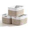 GINUMWA 3 Pack Woven Storage Baskets for Shelves Empty Gift Organizers for Socks and Toys Ideal for Bathroom Closet Nursery Size 13.5" x 11" x 9.5" (3)