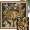Girl Printed Cross Stitch Kit 50x50cm DIY 11CT Embroidery Craft Set Home