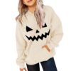 Girls' Sweatshirts Cotton Oversized Cute Pumpkin Print Sweatshirt Beige