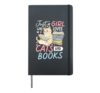 Girl Who Loves Cats And Books Cute Reading Hardcover Journal, Black