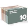 gisgfim 10 Pack Legal Size Plastic Hanging File Folder 1inch Expanding File Folders with Tabs Extra Capacity Hang Folders Hanging Folder Organizer Designed for Office School Home, Morandi Colors