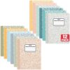 gisgfim 12 Pack Bulk Composition Notebook Wide Ruled, 12 Different Vibrant Colors, 96 Pages (48 Sheets), 9-3/4 x 7-1/2" Hard Cover Journal Notebooks for Students,Classroom and Office(Boho)