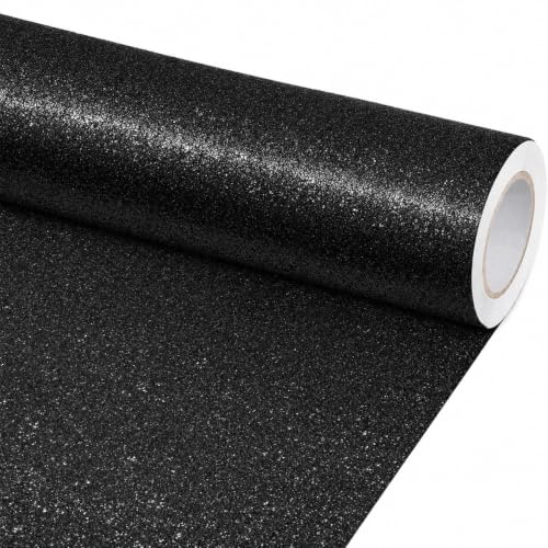 gisgfim 16" x40ft Glitter Bulletin Board Paper Roll Sparkle Color Bulletin Board Background Poster Paper Non Fading Gift Wrapping DIY Art Crafts for Office Classroom Decoration, Black