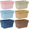 gisgfim 24 Pack Plastic Cubby Bins Classroom Book Bins Scoop Front Stackable Easy-to-Grip Toy Storage Tubs Containers for School Library Office Home Nursery Playroom Organization (Retro Color)