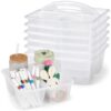 gisgfim 6 Pack Classroom Caddy with Handle Plastic Storage Caddy Organizer with 3 Compartments Desk Caddies Holder Portable Storage Bin for Pencil, Crayon, Marker, Home, Office, School Supply(Clear)