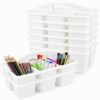 gisgfim 6 Pack Plastic Classroom Caddy with 6-Compartments Plastic Storage Caddies with Handle 6 Compartments Table Caddy Organizer Versatile Table Caddies for Classroom Office Storage, White