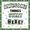 gisgfim Classroom Bulletin Board Decoration Set Eucalyptus Welcome Back Wall Door Decor Greenery Classroom Decorations for Kindergarten Preschool Elementary Middle School(Awesome Things Start Here!)
