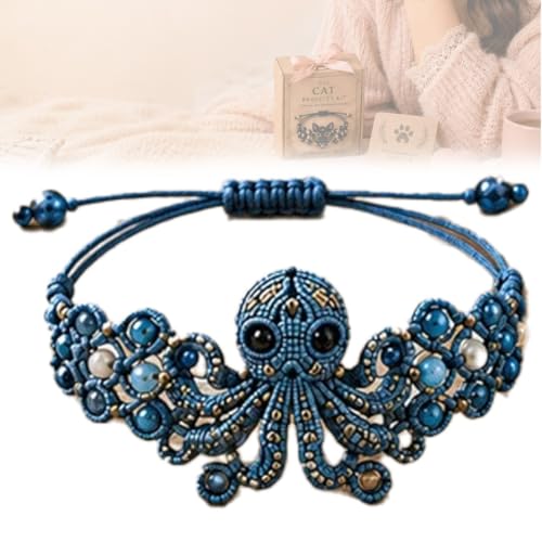 GIUPDJU DIY Beaded Bracelet Making Kit, 3D Animal Bead Craft Kit for Beginners, Creative Jewelry Supplies with Charms and Beads, Adults & Craft Lovers, Full-Color Instruction Sheet(Octopus)