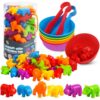 GKDOMS Counting Animals Toy Matching Game with Sorting Bowls Preschool Learning Activities Montessori Sensory Toy for Math Color Sorting, Party Favors Birthday Gifts for Toddlers