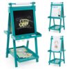 GLACER Kids Art Easel Foldable 3-in-1 w/Whiteboard & Chalkboard (Green)