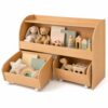 GLACER Kids Toy Storage Organizer & Bookshelf w/Rolling Drawers (Natural)
