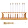 Glass Test Tubes with Rubber Stopper and Wood Rack Set