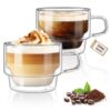 glastal 12 oz Latte Macchiato Glasses, Double-Walled Coffee Glass, Set of 2