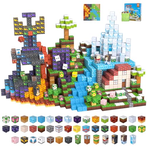 GleamJoy 200PCS Magnetic Blocks, Magnetic Building Block Cube Toys with Magnet Board for Kids, STEM Toys Gifts for Boy and Girls Age 3+ Years Old