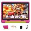 Gleeso Android 16 Kids Tablet, 24GB RAM 64GB ROM Tablet for Kids Toddler Children, 6000mAh Battery, Parental Control, Kids Mode, GMS Certified, 10 Inch Kids Tablet with Case, Dual Camera, Gift, Pink