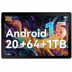 Gleeso Tablet, 10 Inch Android 15 Tablet, 20GB RAM+64GB ROM+ 1 TB TF, 5000mAh Fast Charging Battery, HD Display, Widevine L1, Dual Camera, Face ID, Lightweight Portable Tablet for Work Entertainment