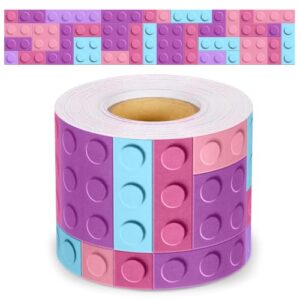Glenmal 1 Roll 65.6 Feet Building Block Bulletin Board Borders Classroom Borders Colorful Bulletin Trim for School Nursery Room Chalkboard Whiteboard Decoration Office and Home (Pink)
