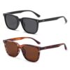 Gleyemor Polarized Mens Square Sunglasses UV400 Protection Sun Glasses for Driving Fishing Golf Outdoor Sport Shades (Black Frame/Grey Lens+Tortoise Frame/Brown Lens)